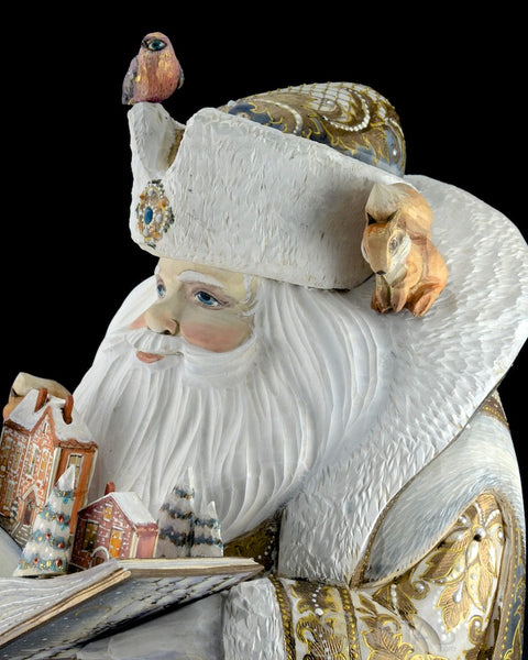 Russian Storybook Santa Carving with Animals and Wilderness scene 18 inch