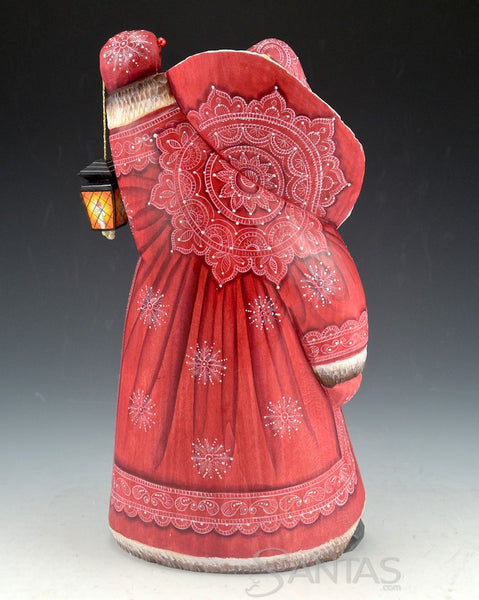 Carved Russian Santa with Holy Family and Lantern
