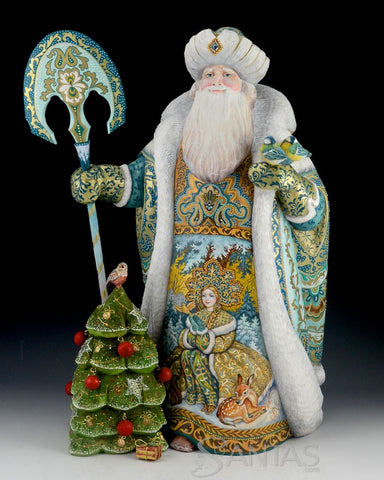 Grandfather Frost and the Snowmaiden 18 inch Russian Santa Carving
