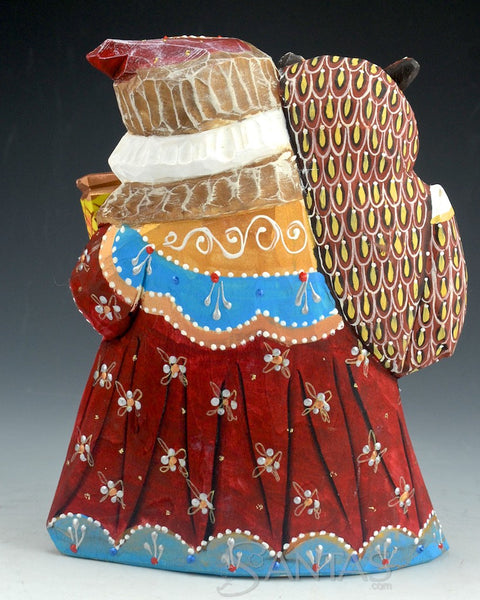 7 inch Russian Santa with Lantern, Carved Owl and Forest Animals