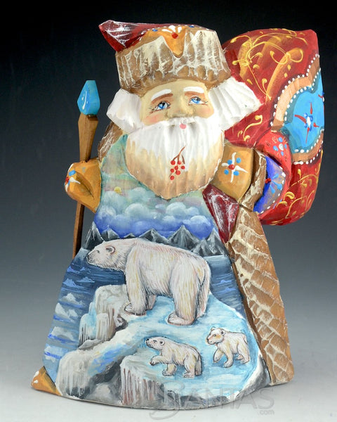7 inch Russian Santa with Polar Bear Scene on Front
