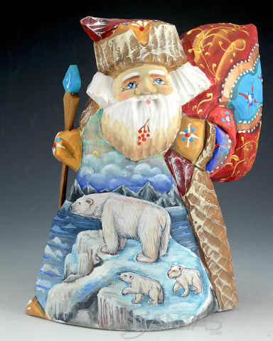 7 inch Russian Santa with Polar Bear Scene on Front