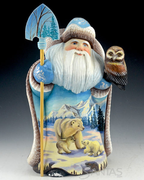 Great Northern Santa Carving with Polar Bears - Deer - and an Owl