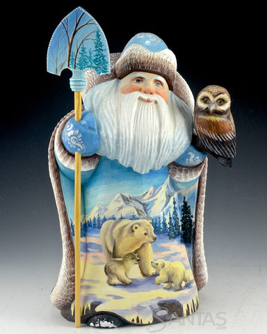 Great Northern Santa Carving with Polar Bears - Deer - and an Owl
