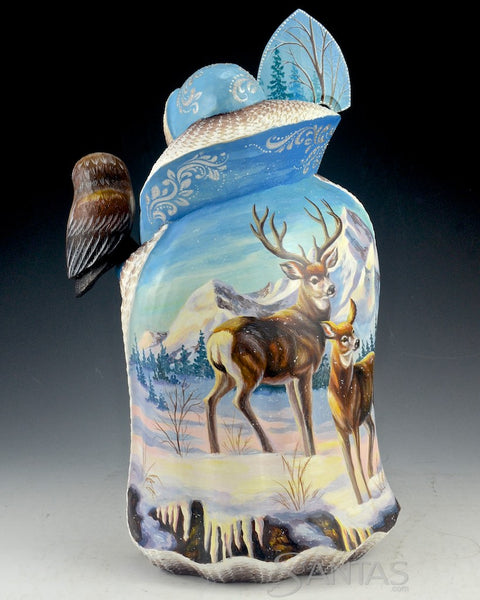 Great Northern Santa Carving with Polar Bears - Deer - and an Owl