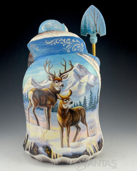 Great Northern Santa Carving with Polar Bears - Deer - and an Owl