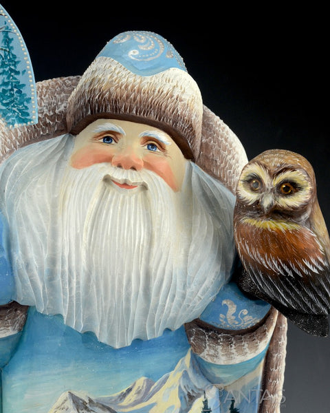 Great Northern Santa Carving with Polar Bears - Deer - and an Owl