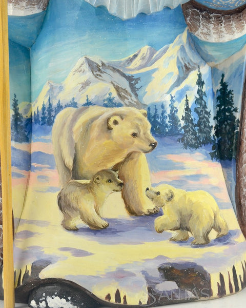 Great Northern Santa Carving with Polar Bears - Deer - and an Owl