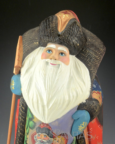 Hand Carved Grandfather Frost with Snow Maiden and Children