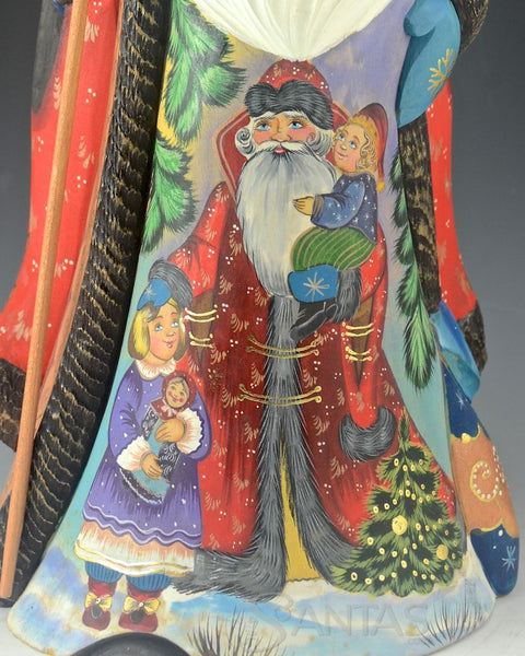 Hand Carved Grandfather Frost with Snow Maiden and Children