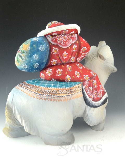 Large Carving with Santa Claus Riding a Polar Bear