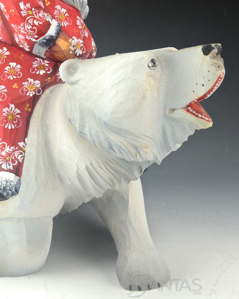 Large Carving with Santa Claus Riding a Polar Bear