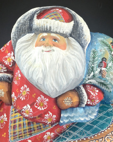 Large Carving with Santa Claus Riding a Polar Bear