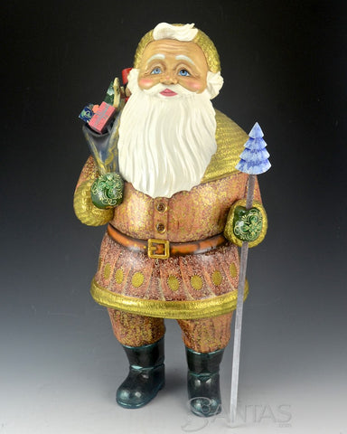 Distinguished Santa with Staff and Bag of Toys - Russian Santa Carving