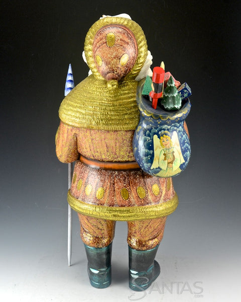 Distinguished Santa with Staff and Bag of Toys - Russian Santa Carving