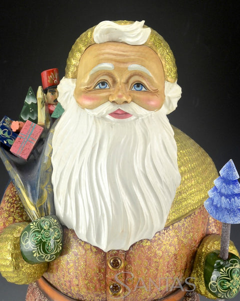 Distinguished Santa with Staff and Bag of Toys - Russian Santa Carving