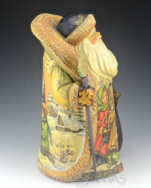 Elegant Carved and Painted Russian Santa with Children