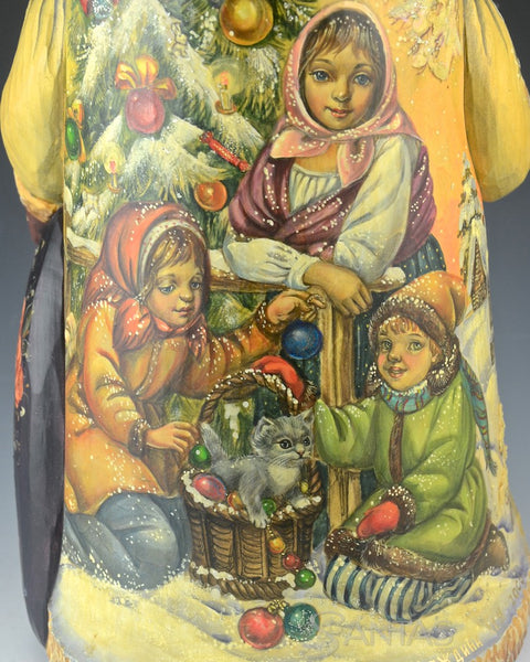 Elegant Carved and Painted Russian Santa with Children