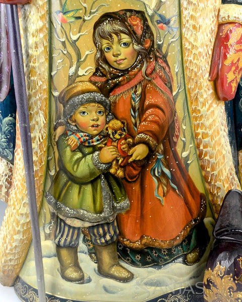 21 inch Amazingly Detailed Santa Carving with Children and Santa Claus