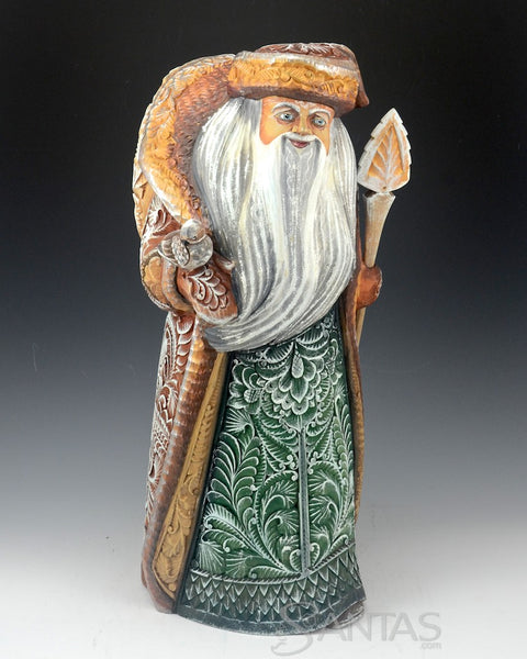 18 inch Relief Carved Natural Toned Russian Santa