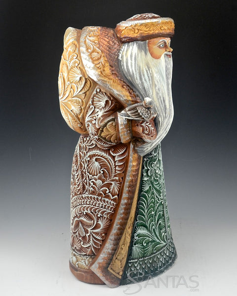18 inch Relief Carved Natural Toned Russian Santa