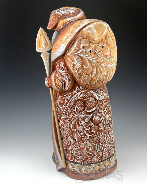 18 inch Relief Carved Natural Toned Russian Santa