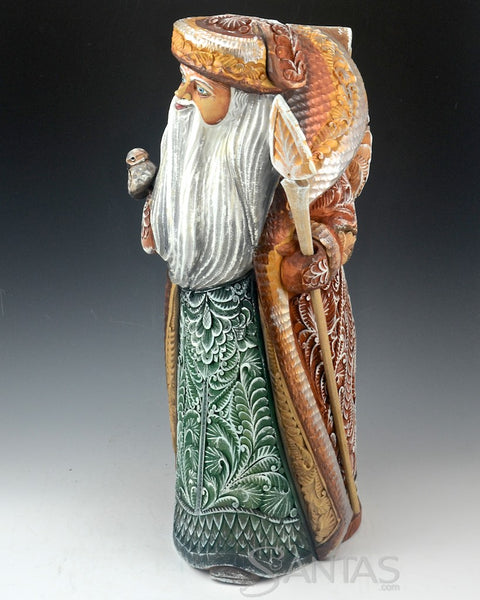 18 inch Relief Carved Natural Toned Russian Santa