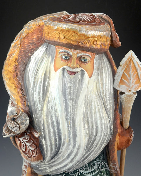 18 inch Relief Carved Natural Toned Russian Santa