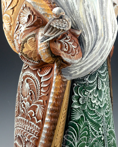 18 inch Relief Carved Natural Toned Russian Santa