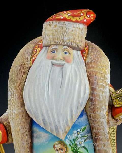 Santa and The Nativity Scene with Holy Family and Angel Russian Santa 12 inch