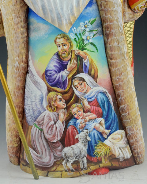 Santa and The Nativity Scene with Holy Family and Angel Russian Santa 12 inch
