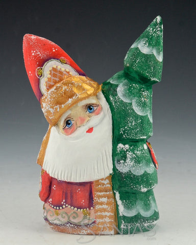 Santa's Perfect Christmas Tree Russian Santa Carving 5 inch
