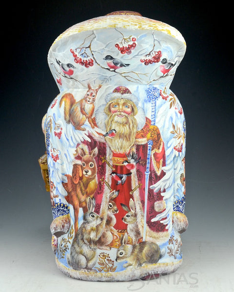 Russian Santa Carving With Snowmaiden and Grandfather Frost Scenes 12.5 inch