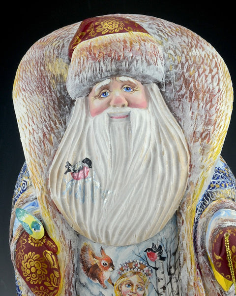 Russian Santa Carving With Snowmaiden and Grandfather Frost Scenes 12.5 inch