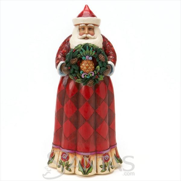 Jim Shore A Christmas Welcome Santa with Pineapple wreath
