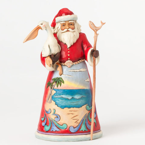 Beach Santa with Pelican - Make Waves This Christmas