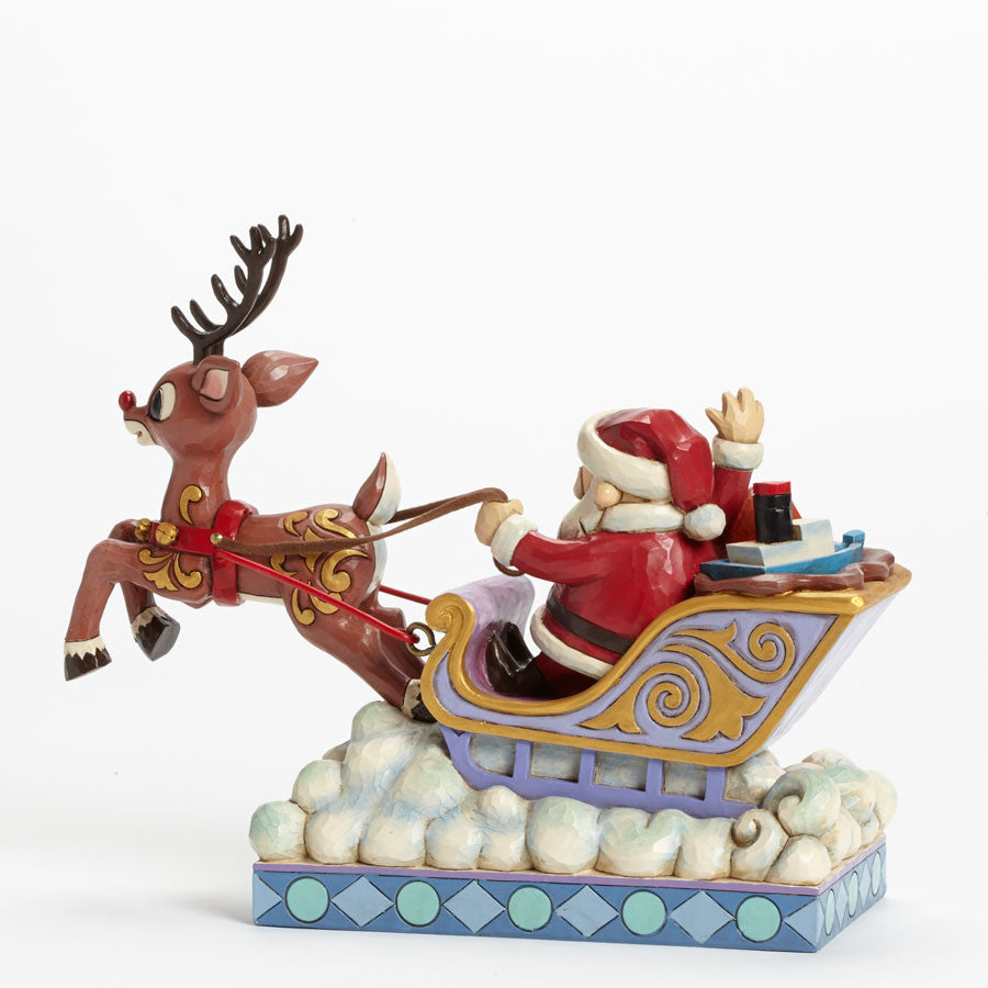 Rudolph Pulling Santa in Sleigh | santas.com
