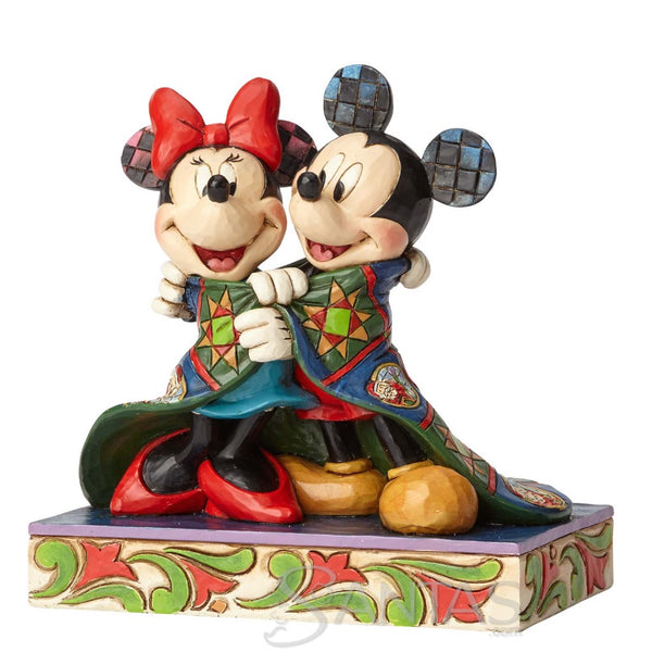 Mickey and Minnie Wrapped in Christmas Quilt - Warm Wishes