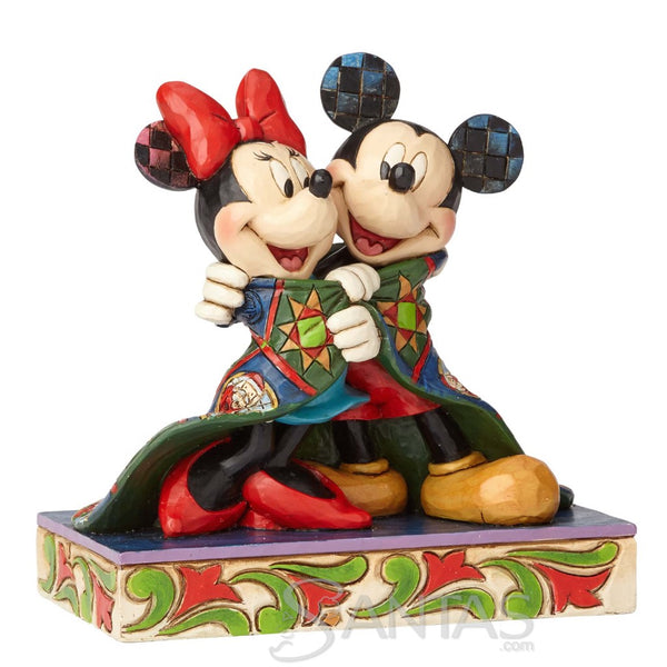 Mickey and Minnie Wrapped in Christmas Quilt - Warm Wishes