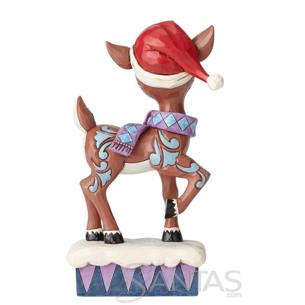 Lighted Rudolph Wearing Santa Hat