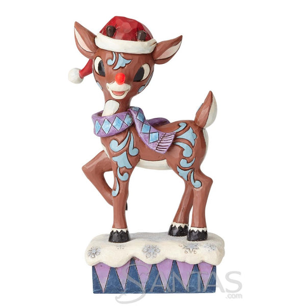 Lighted Rudolph Wearing Santa Hat