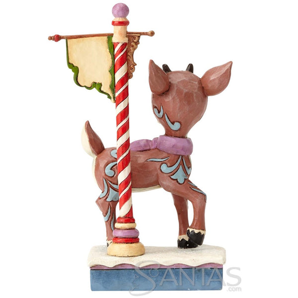 Rudolph with North Pole Sign Jim Shore Rudolph Traditions