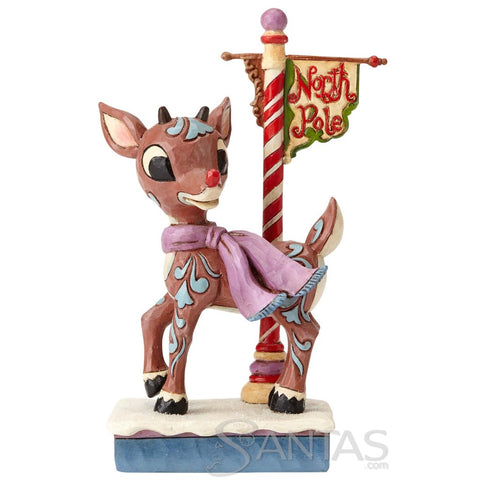 Rudolph with North Pole Sign Jim Shore Rudolph Traditions
