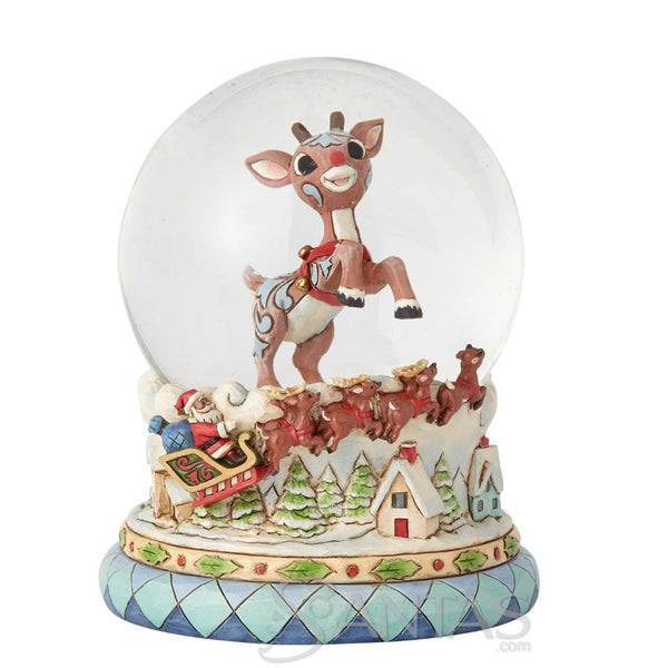 Rudolph with Santa Sleigh Snowglobe Jim Shore Rudolph Traditions