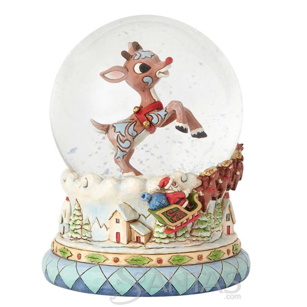Rudolph with Santa Sleigh Snowglobe Jim Shore Rudolph Traditions