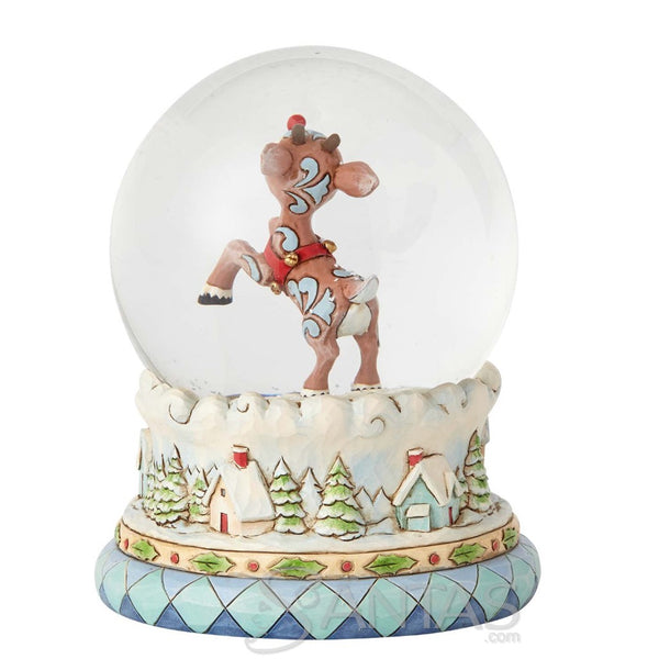 Rudolph with Santa Sleigh Snowglobe Jim Shore Rudolph Traditions