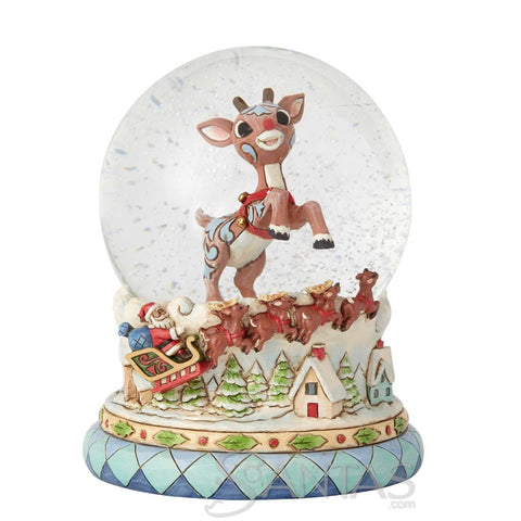 Rudolph with Santa Sleigh Snowglobe Jim Shore Rudolph Traditions