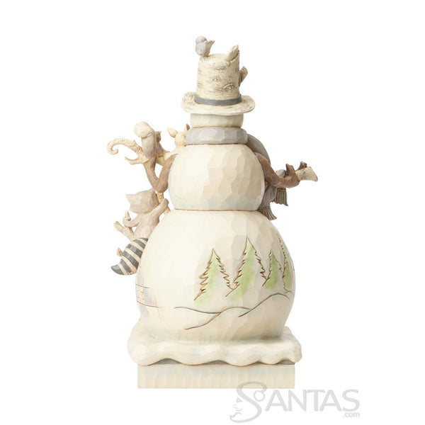 17 inch White Woodland Snowman Statue by Jim Shore