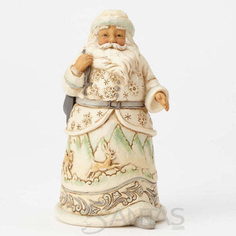 White Woodland Santa with Skates Jim Shore Heartwood Creek