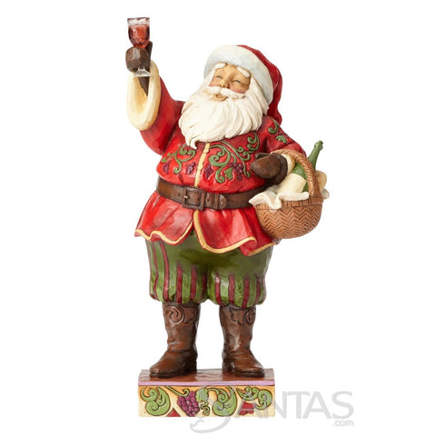 Santa with Wine Glass and Basket - Toasting Traditions Jim Shore